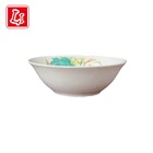Ceramic Bowl Green Rose Pattern Ceramic Round Bowl 3 Sizes Round Mouth Bowl