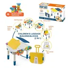 Toy Building Block Toy Kids DIY Multifunctional Blocks Building Children Block Study Table Suitcase Set Toy