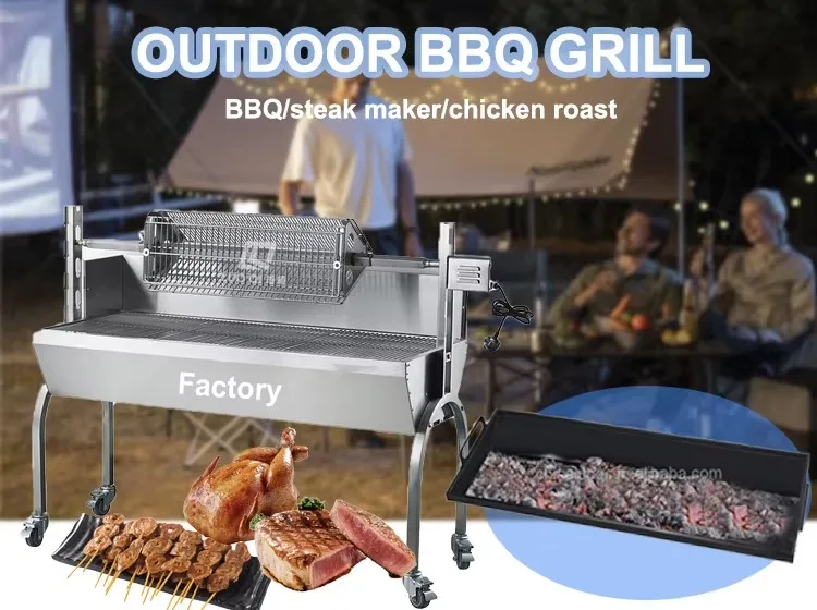 product modern portable stainless steel bbq grill machine for charcoal and wood burning camping party use-14