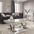 Table Modern Restaurant Square Metal Legs Coffee Table Home Furniture Stainless Steel Marble Top Coffee Table