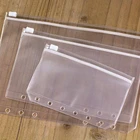 Binder A5 Binder A5/A6/A7 Pocket Clear Zipper Bags For PU Leather Binder Diary Planner Notebook