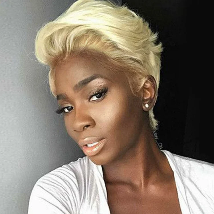 613 Blonde Pixie Short Bob Wig Sale High Virgin Cuticle Aligned Hair Lace  Front Wigs With Bang - Buy #613 Blonde Pixie Short Bob Wig Virgin Cuticle  Aligned Hair Lace Front Wig