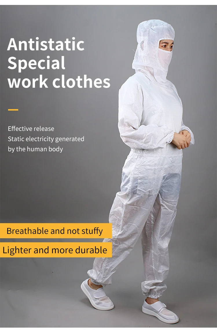 Oem Cleanroom Garment Lab Esd Coverall Uniform Dust Proof Anti Static