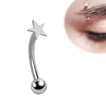 New eyebrow piercing jewelry 16g curved barbell with star