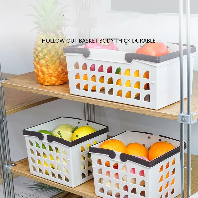 OWNSWING Vegetable and fruit storage screen plastic basket vegetable & Plastic hand basket Square hollowed out shopping basket