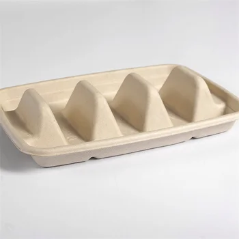 High Quality Taco Disposable Box Takeaway Food Container Bagasse Taco Box