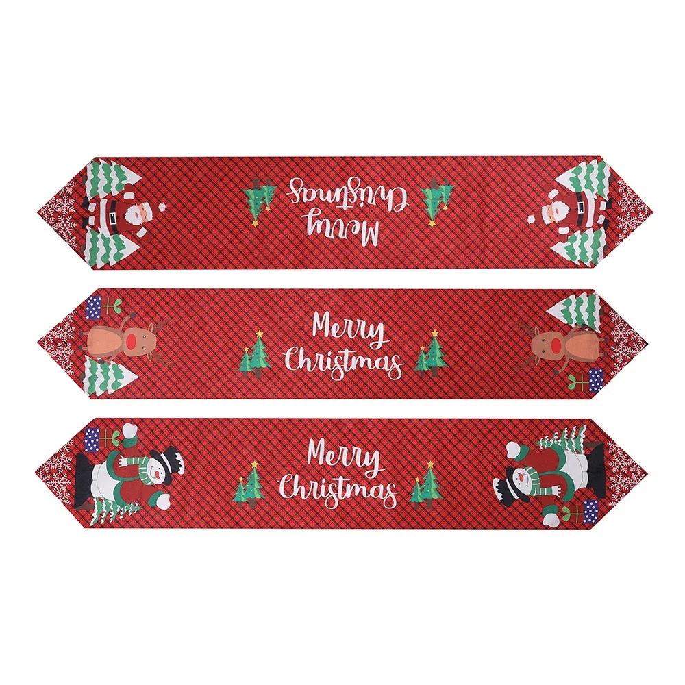Merry Christmas Santa Claus Red Table Runner For Home Dining Party Festival Xmas Flag Cover Navidad Natal Kitchen Table Decor