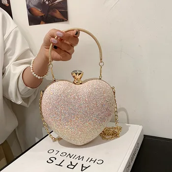 2022 wholesale luxury Girls Cute Heart shape sequined Purses Luxury ladies hand bags handbags bags for girls women