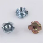 T-nuts Metric Sizes Cold Heading Furniture Insert Blind Timber Wood 4 Claw T Nut With 4 Prong