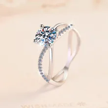 Fine Jewel Western party couple wedding S925 sterling silver VVs1 Moissanite diamond 1 carat ring GRA for women Ladies