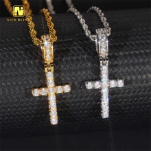 2025 Gift Single Stone Custom Iced Out CZ Hip Hop Jewelry Cross Pendant Stainless Steel With Cubic Zirconia Diamond Pendant