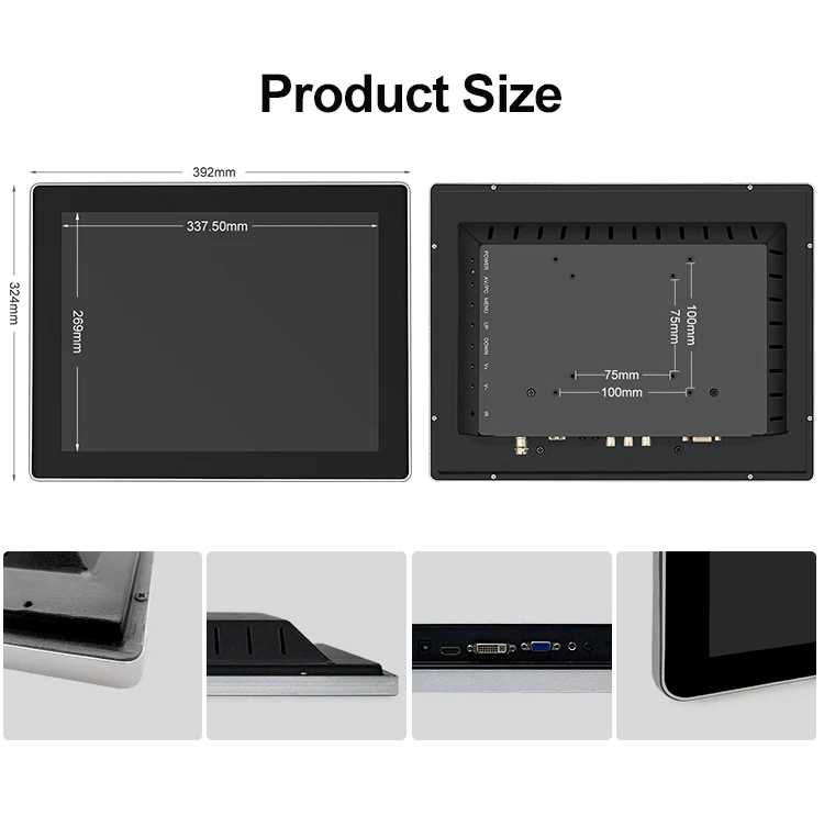 17 Inch 1280*1024 HD VGA AV BNC Industrial LCD Monitor Non-Touch Screen Aluminum Frame Wall Mounted OEM ODM for Desktop