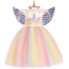 Kids Dress Dresses Kids Dress Rainbow Birthday Princess Dresses Unicorn Tutu Princess Dress With Headband Wings