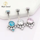 Banana Navel Piercing Titanium Internally Threaded Zircon Curve Banana Navel Piercing Belly Button Ring