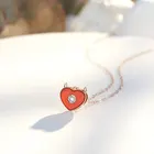 Chain Heart Pendant 18K 14k Rose Gold Diamond Necklace Red Agate 2021 New Trendy Clavicle Chain Woman Christmas Gift