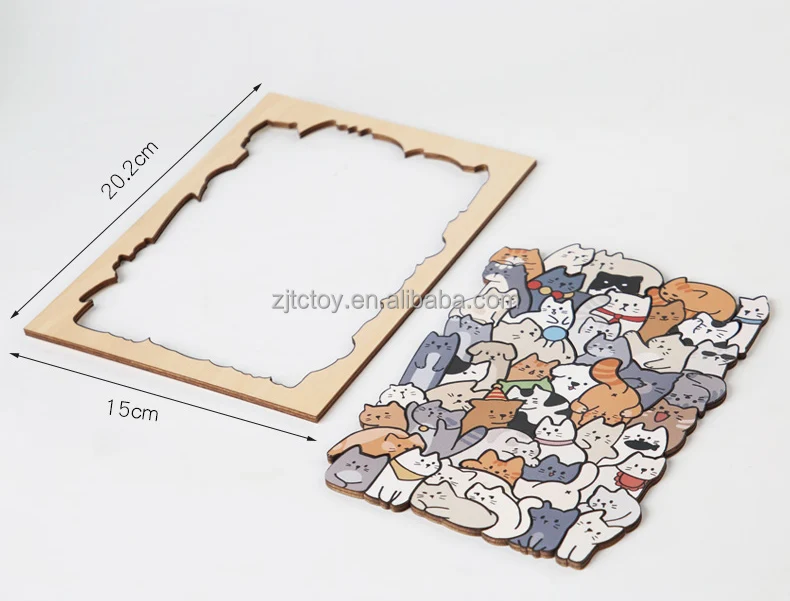 Benutzerdefinierte 3 in 1 Tier Holzpuzzle Puzzle Spielzeug Panda Katzen Hunde Pädagogisches Puzzle für Kinder Jungen Mädchen Geschenke Weihnachtsdekoration Fabrik