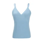 Tank Top Girl's Slim Fit V-neck Tank Top Sky Blue