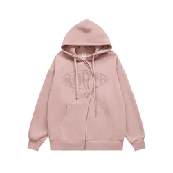 Customize High Quality Heavyweight Fleece Curved Zipper Hoodie Jacket Double Drawstring Oversized Hoodie