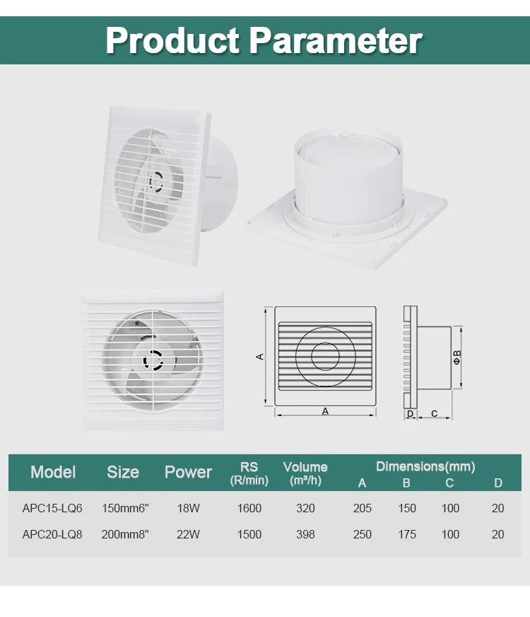 Auto Shutter Exhaustventilating Fan, Plastic, Wall, Axial - detail 4