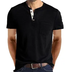 Custom Logo Short Sleeve Round Neck Pocket Button Polo T-Shirt Casual Men's T-Shirts