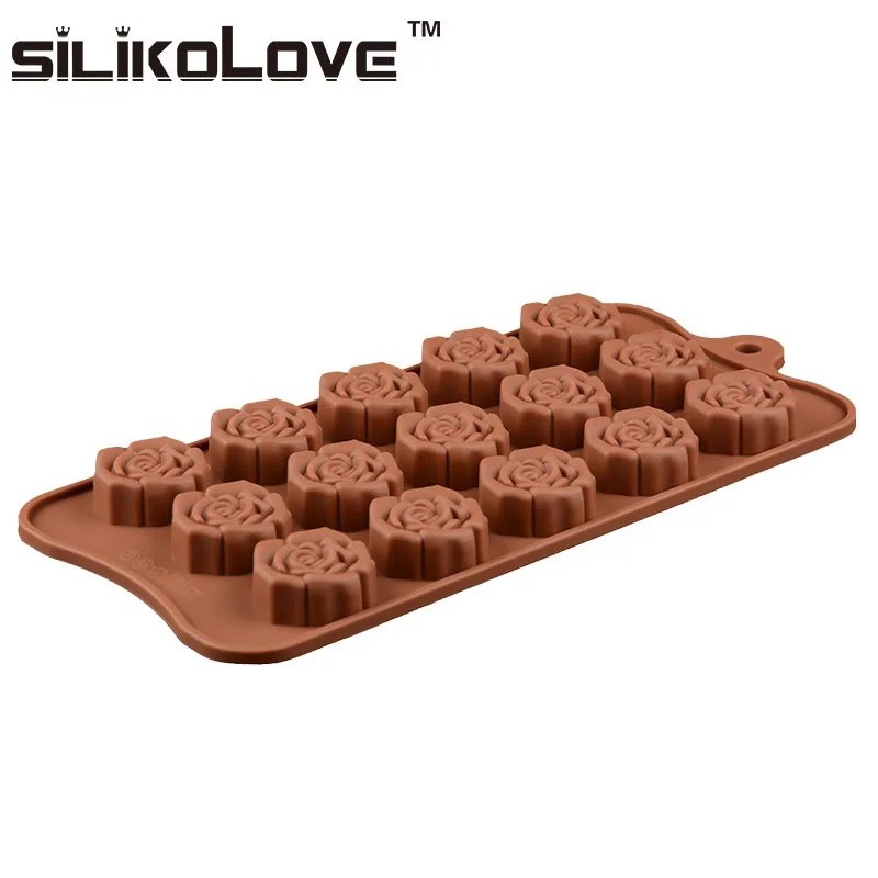 Candy,chocolate Mould Shape Silicon 15 Cavity 3D Rose Handmade Soap Mold/silicone Mold Cake Tools Silicone Moulds Eco-friendly