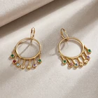 Jewelry Cz Women Fashion Earrings Jewelry Big Hoop CZ Zircon Gold Plated Circle Earrings Handmade Tassel Drop Earrings