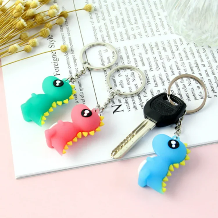 Promotional Products Women Bag Charm Key Ring Pendant Four Color Cute Cartoon Little Dinosaur Keychain