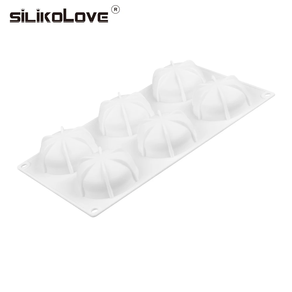 6 cavities mini smooth round stone silicone mousse cake mold flexible tray