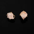 Stud Rose SUMMER New Arrival Diamond Jewelry Gold Plated Stud Earring Women Rose Quartz Stone Earring