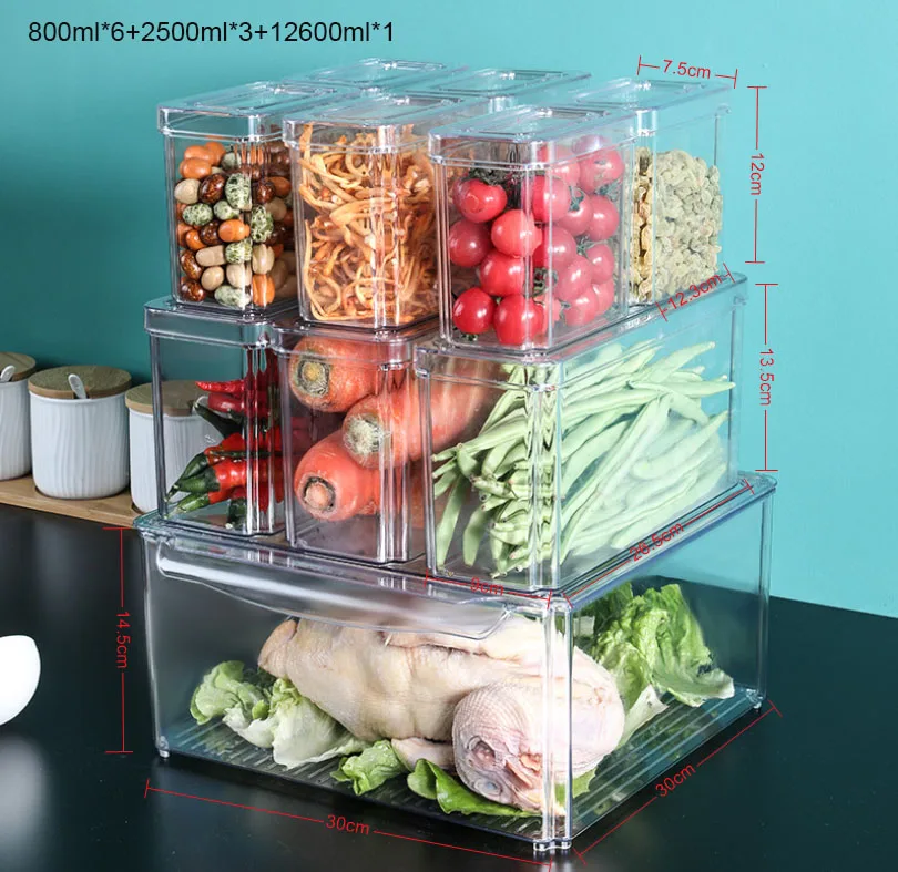 New Kitchen Storage Box Stackable Refrigerator Organizer 1.8L storage box container