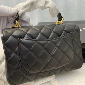 Top quality handbag for women Black real leather messenger bag luxury handbags