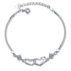 Bracelet Bracelet S925 Silver Double Heart Double Drill Heart Print Women Bracelet