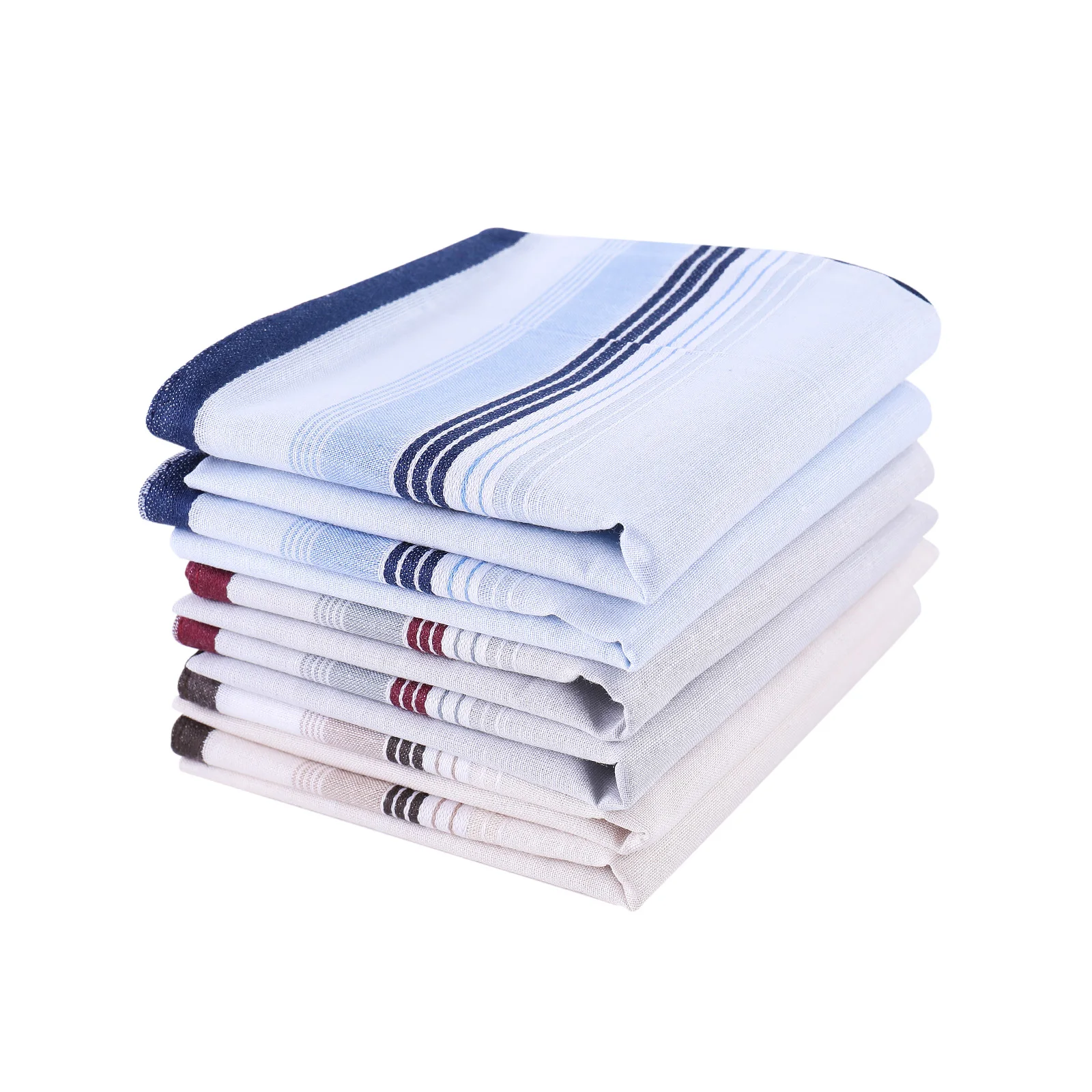 Mens White Handkerchiefs Fabric Handkerchiefs with Stripes 100% Cotton 40cm*40cm