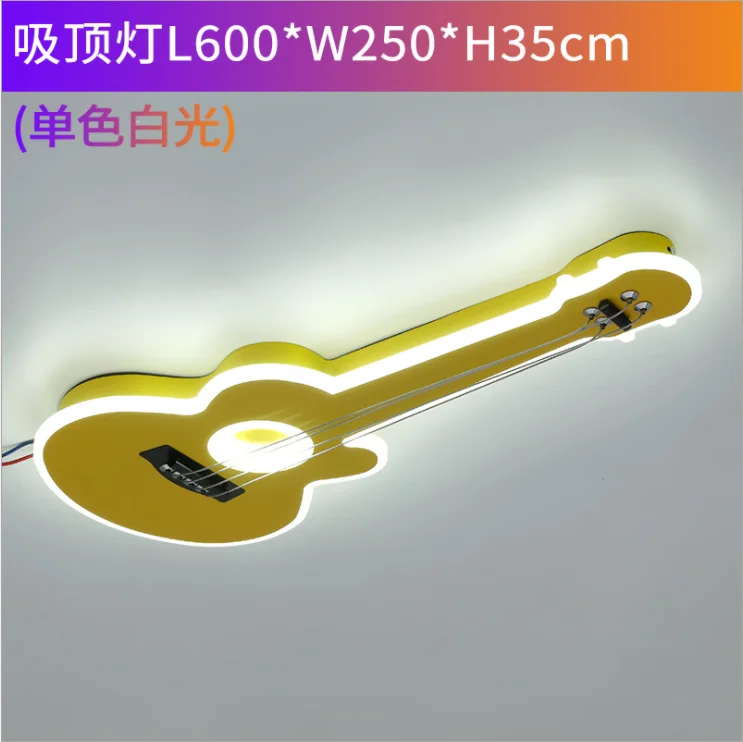 Children Guitar Ceiling Lamp Remote Control Kids Room Bar Home Party Dimmable Atmosphere RGB Led Ceiling Chandelier