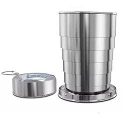 75ml/150ml/250ml collapsable coffee mug travel 304 stainless steel stackable folding cup outdoor water cup