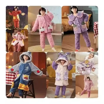 Wholesale autumn and winter new children's flannel pajamas set home service boys and girls thickening warm children's pajamas