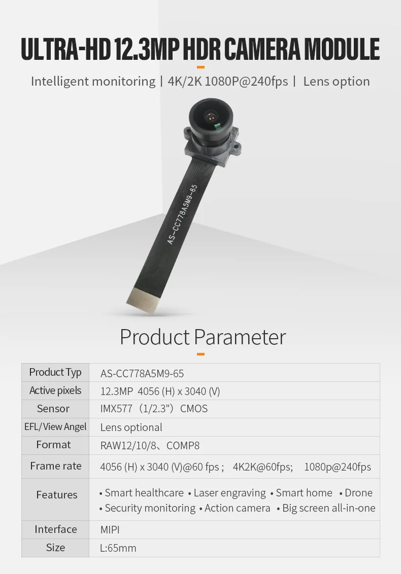DGZX Raspberry Pi Jetson Nano 12MP 60fps IMX577 Sensor 1080P 240fps Sport Camera 4K2K FPC Mipi Camera Module插图 DGZX Raspberry Pi Jetson Nano 12MP 60fps IMX577 Sensor 1080P 240fps Sport Camera 4K2K FPC Mipi Camera Module插图