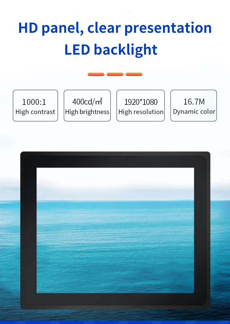 11.6 Inch Industrial LCD Monitor IPS Panel Pure Plane Display Capacitive Touch Screen LED Backlight PCAP Mount CE/FCC/ROHS Stock