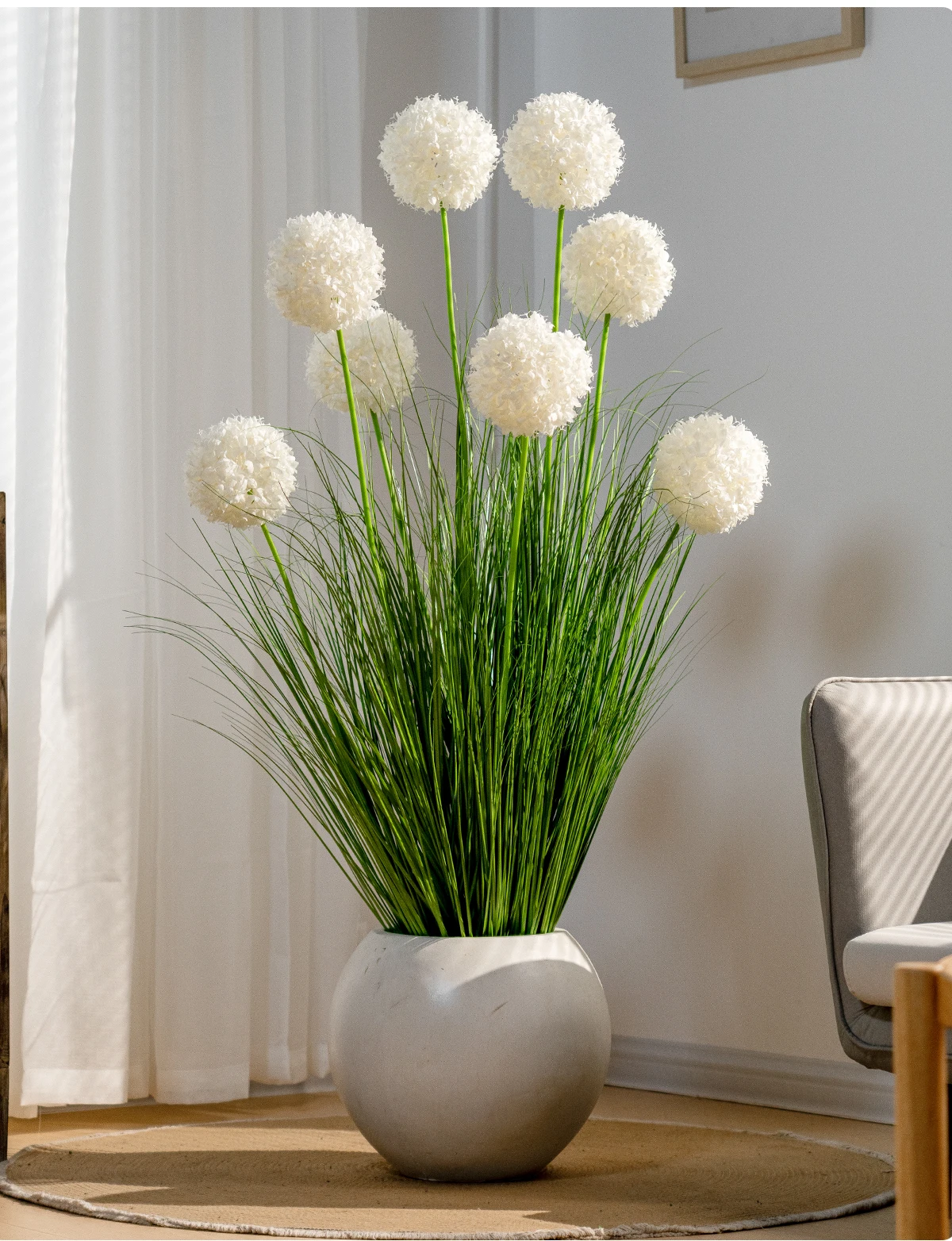 Natural Style Home Office Decor Artificial Plants Real Touch Reed Hydrangea Green Plastic Pot Outdoor Wedding Christmas Any details