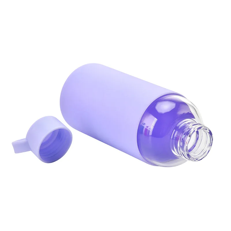 New Design Portable Glass Water Bottle High Borosilicate Cup with Silicone Cover Simple Mugs for Outdoor Travel Tour