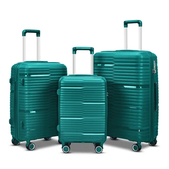 High Quality PP Trolley Luggage Sets 20 24 28 inc Trolley Bag Hard Case 100% Polypropylene PP Suitcase metal frame luggage