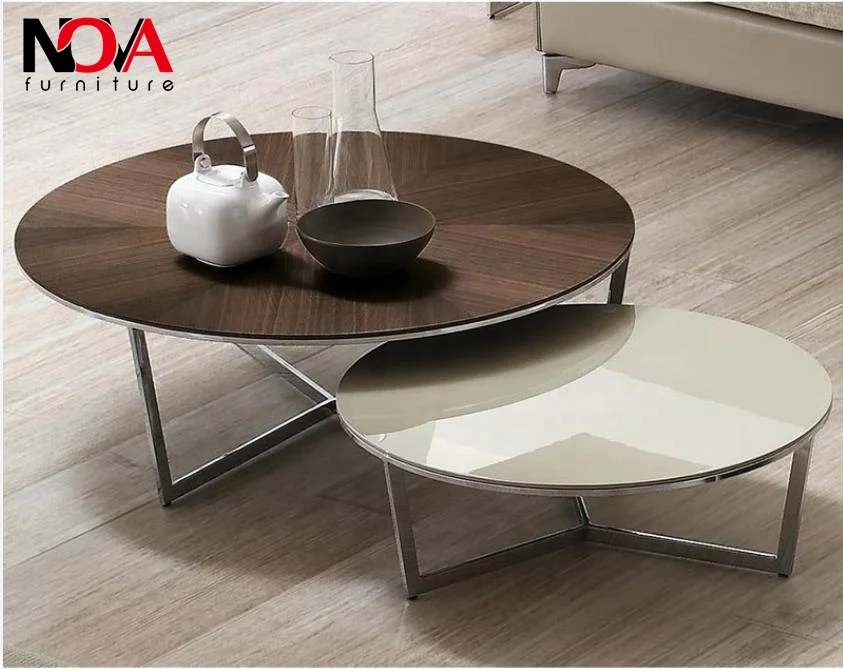 Modern Simple Style Living Room Furniture Round Marble Top Nesting Coffee Table Set Tea Table