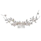 Silver Earring Latest Design Popular Silver Gold Pearl Beads Wedding Bride Hair Comb Earring