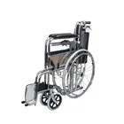 Commode Wheel Chair Standard Folding Chromed Steel Commode Wheelchair With Bedpan
