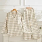 Women Sleepwear Women Wholesale Causal Turn Down Collar Cotton Women Girls Sleepwear Pajamas Set