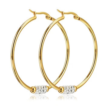Big Oval Hoop Earring Plated Earrings Hoop Jewelry Gold Stainless Steel Large Trendy Party WOMEN'S MEN'S Wedding for Women 18K