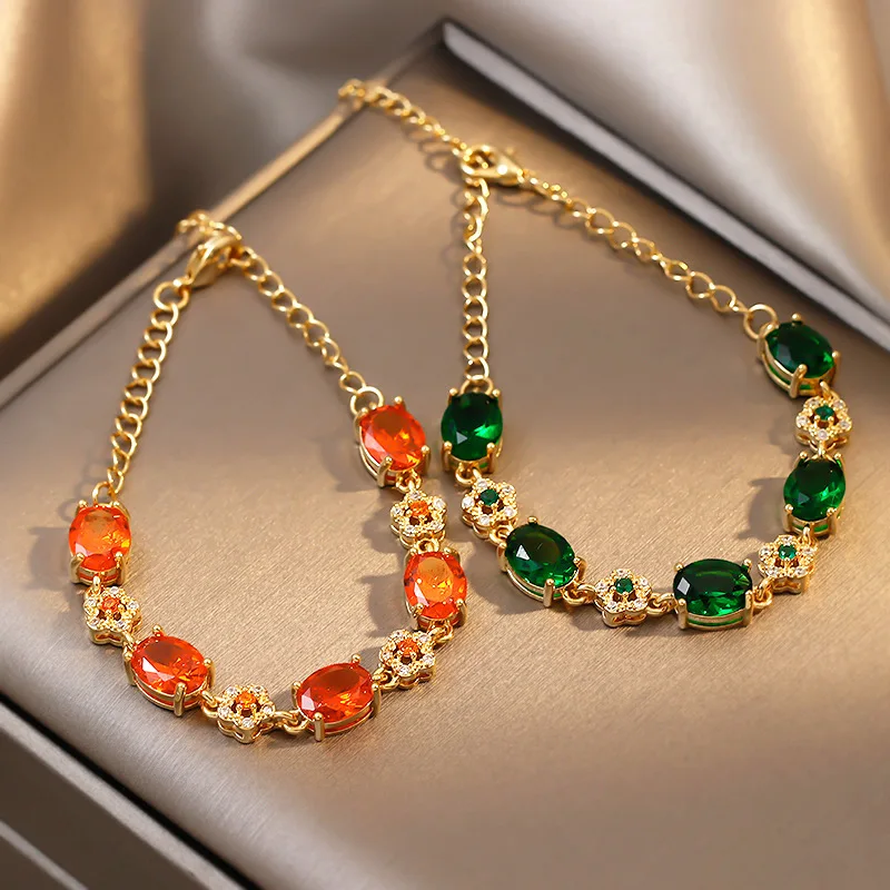 Women Fashion Jewelry Zircon Crystal Diamond Bracelet Debutante Creative Mental Alloy Elegance Hand Chain