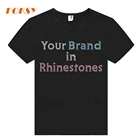 Custom Custom Rhinestone Motif Custom Designs Iron On 100% Cotton Bling T-shirt