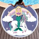 Towel Children Factory Custom Round Beach Towel Digital Printing Cartoon Unicorn Children Beach Towel