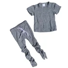 Girl Kids Suits Clothings High Quality Private Label Baby Cotton Suit Stacked Pants T Shirt Set Clothing Girl Kids Clothes